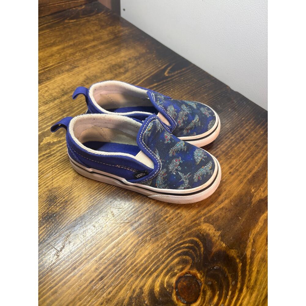 Vans Blue‎ Dino Slip On Sneakers Size 8